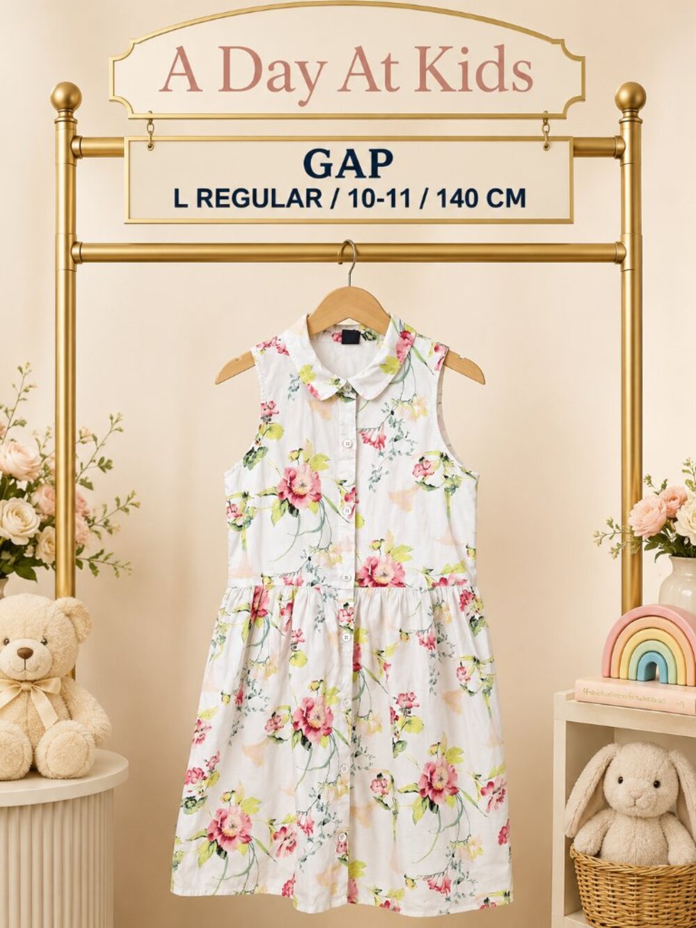 Floral Feminine Mini-Me Cottage Whimsy Cotton Maxi Dress Gap 10-11